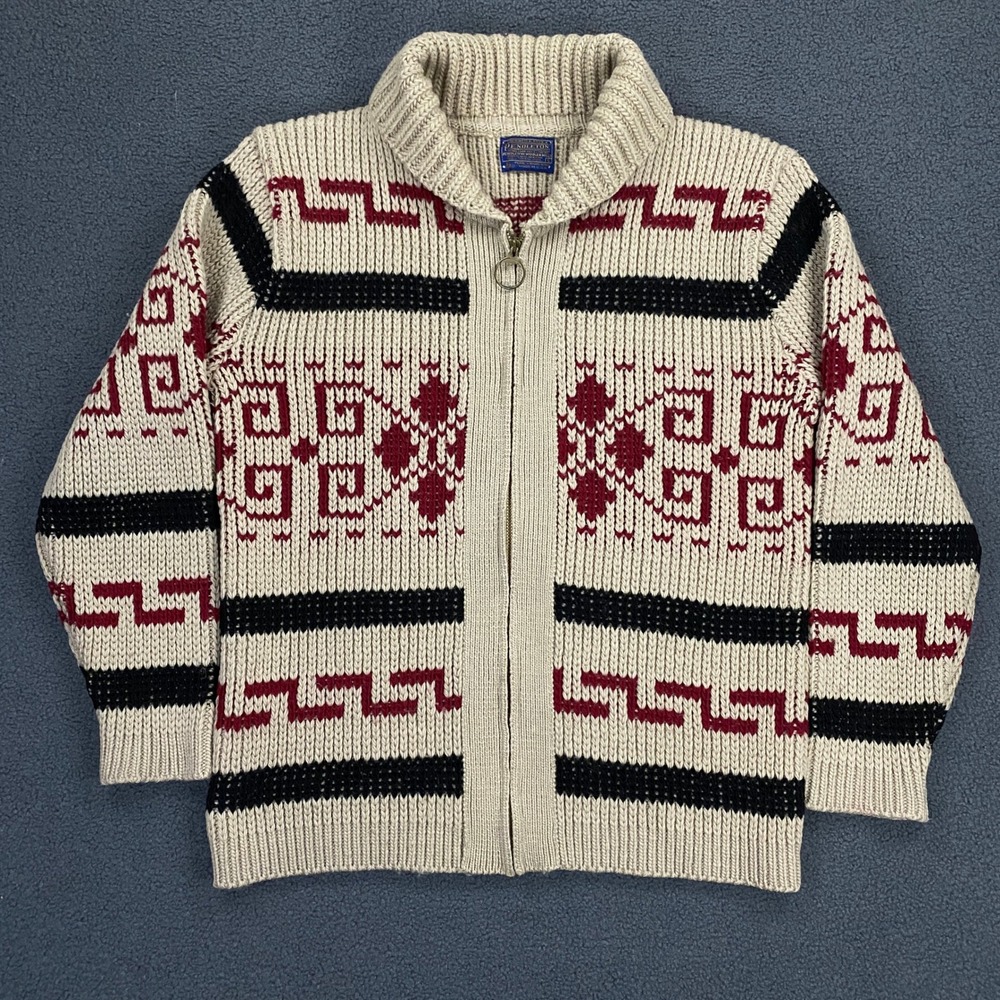 Vintage Pendleton Cardigan Sweater Men Large Big Lebowski The Dude Cowichan